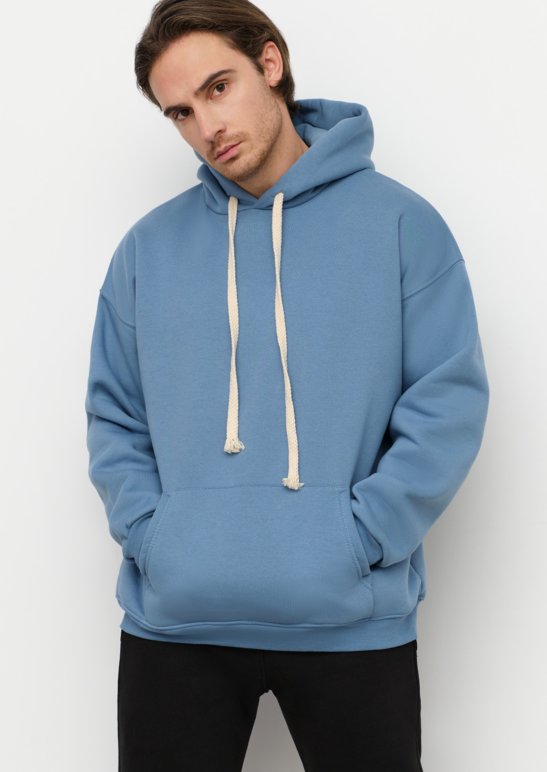 Jeans color men three-thread insulated hoodie 